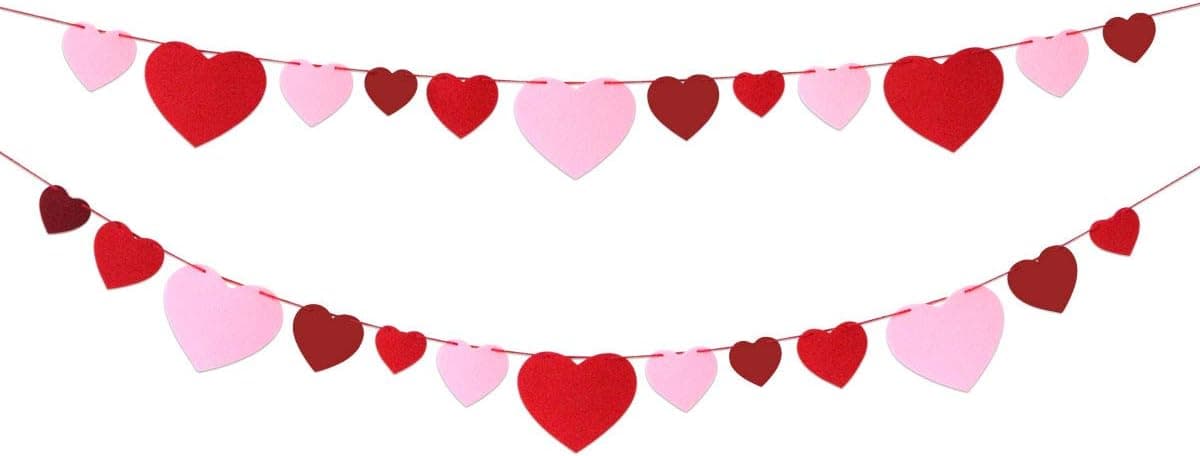 Felt Heart Banner Garland No DIY for Valentine Day Decoration Wedding Party Classroom Decoration