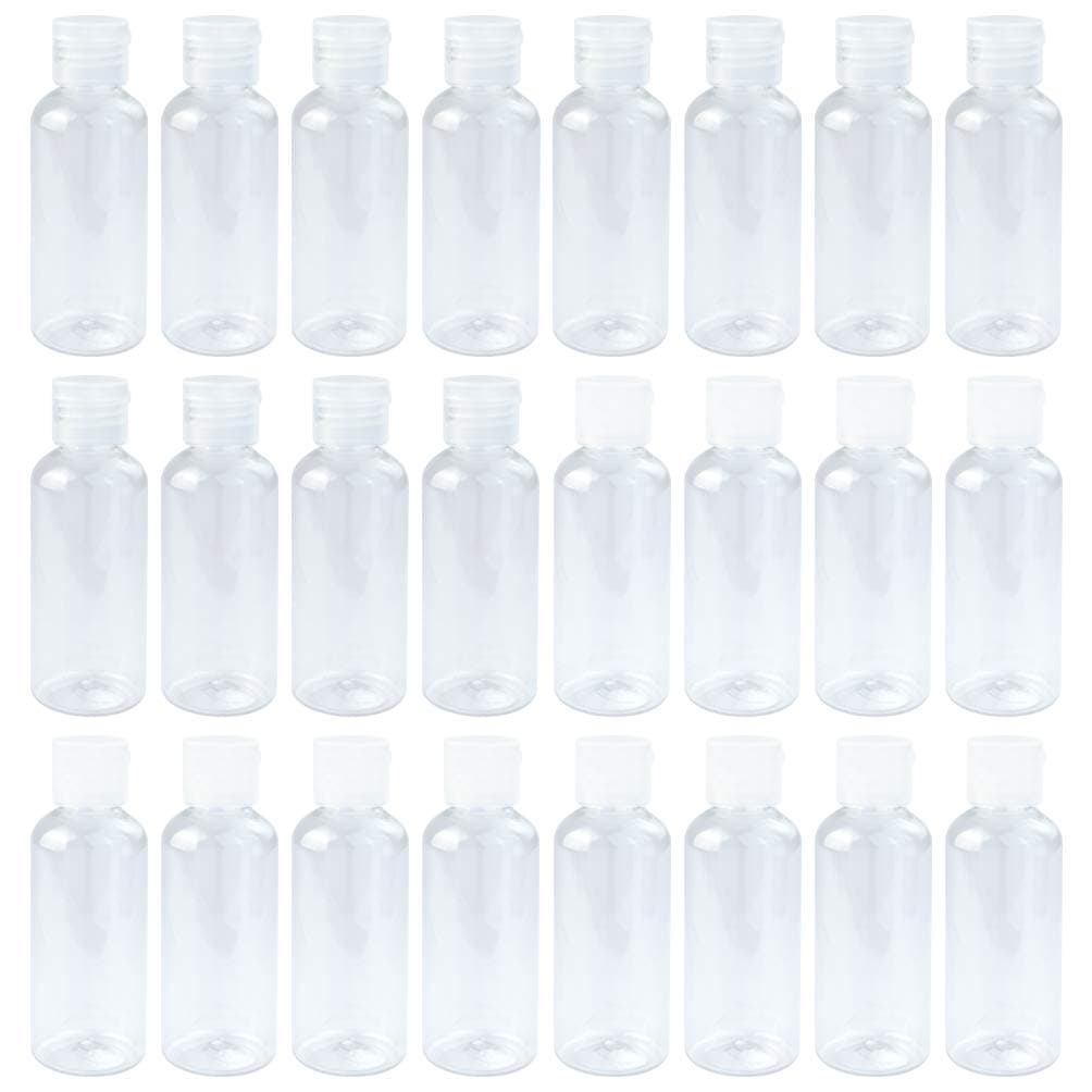 24 Pcs Plastic Travel Bottles, Fengek 2 oz/60ml Empty Portable Bottles with Flip Cap for Cosmetic Shampoo, White And Clear Lid