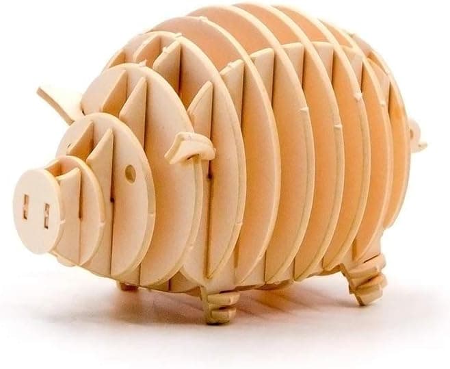 JIGZLE Pig 3D Paper Puzzle DIY Kit - Laser Cut Miniature Animals