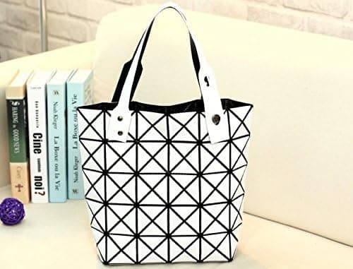 Contracted splicing geometry folding grid bag (white)