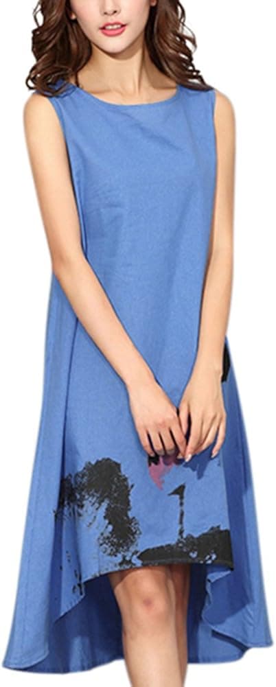 YESIDO Summer Dress for Woman Sleeveless Dress Lace Dress Casual Dress with Lace Tunic