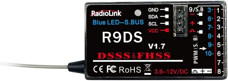 Radiolink R9DS 10 Channels 2.4GHz RC Receiver SBUS/PWM Long Range Control for Transmitter AT9/AT9S/AT9S Pro AT10II/AT10