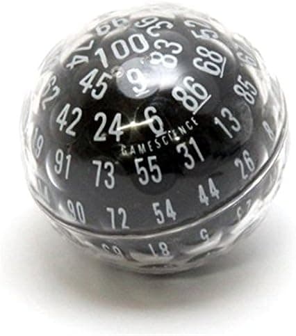 Opaque "Zocchihedron" Black with White 100-sided Die D100