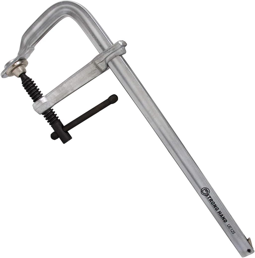Strong Hand Tools, Utility Bar Clamp, Light Duty, Capacity: 12-1/2″ (216 mm), Throat Depth: 4″, Clamping Pressure: 850 LBS (390 kg), Rail Size: 25/32 x 3/8″, UE125