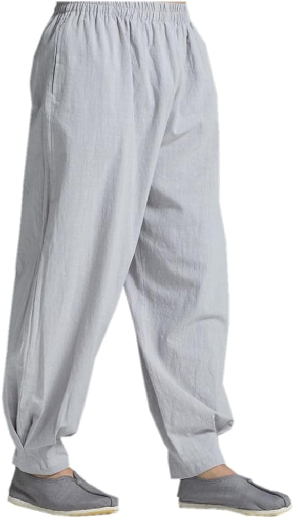 ZanYing Men Casual Yoga Taichi Pants Summer Loose Monk Pants