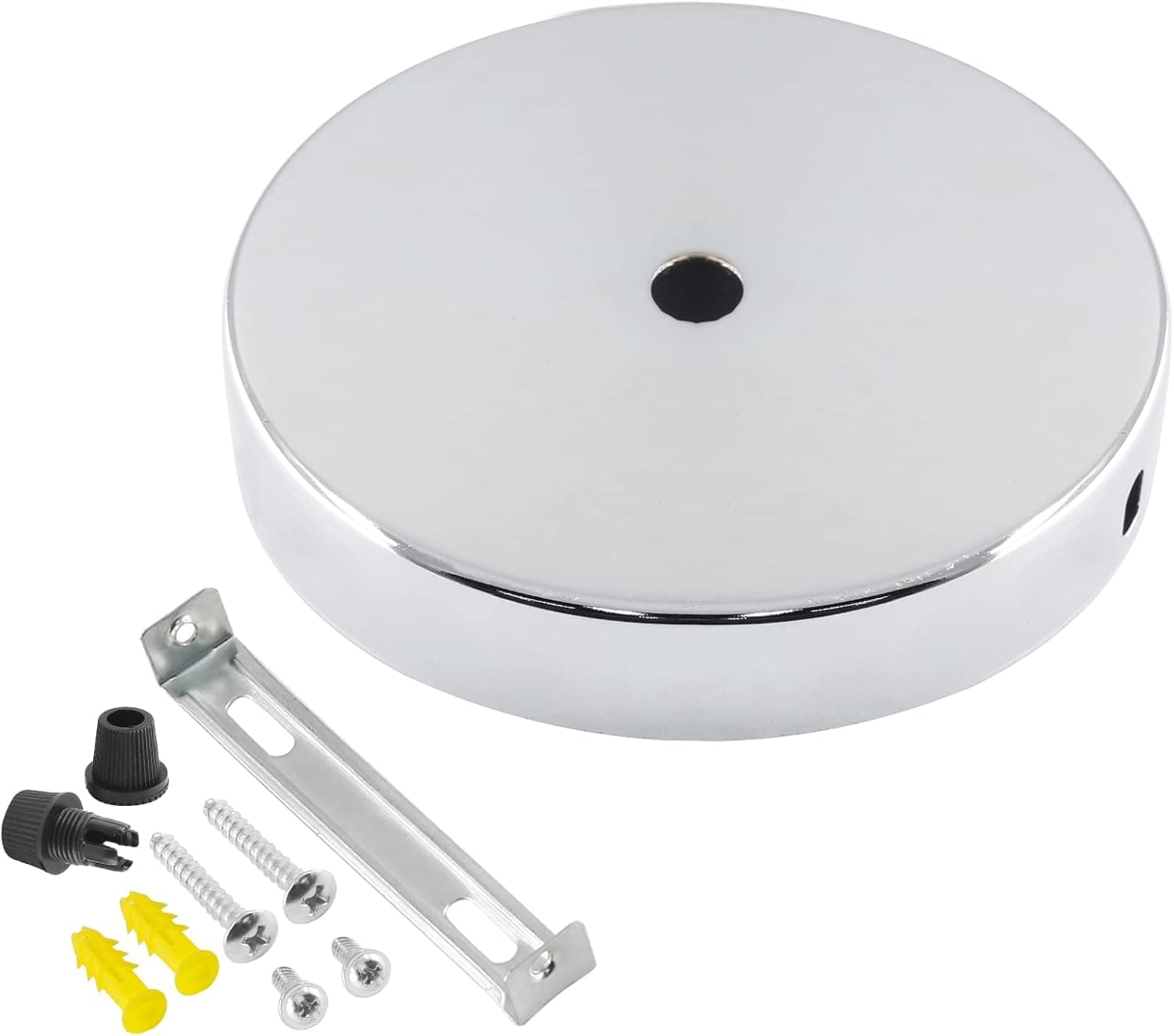 Piutouyar 2Pcs Ceiling Canopy Kit, Ceiling Light Cover Plate 4 Inch Chandelier Ceiling Plate Kit, Single Hole Pendant Canopy Kit for Pendant Light or Chandelier, Chrome