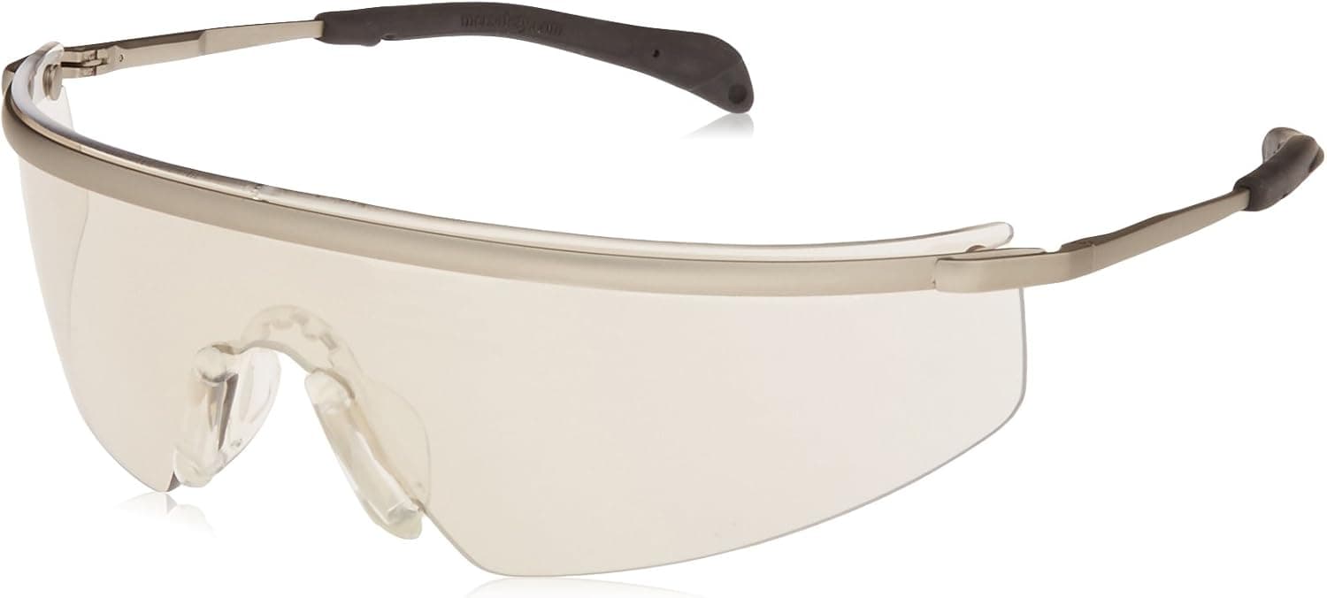 MCR Safety T3119AF Triwear Metal Safety Glasses with Platinum Frame and Indoor/Outdoor Clear Mirror Anti-fog Lens
