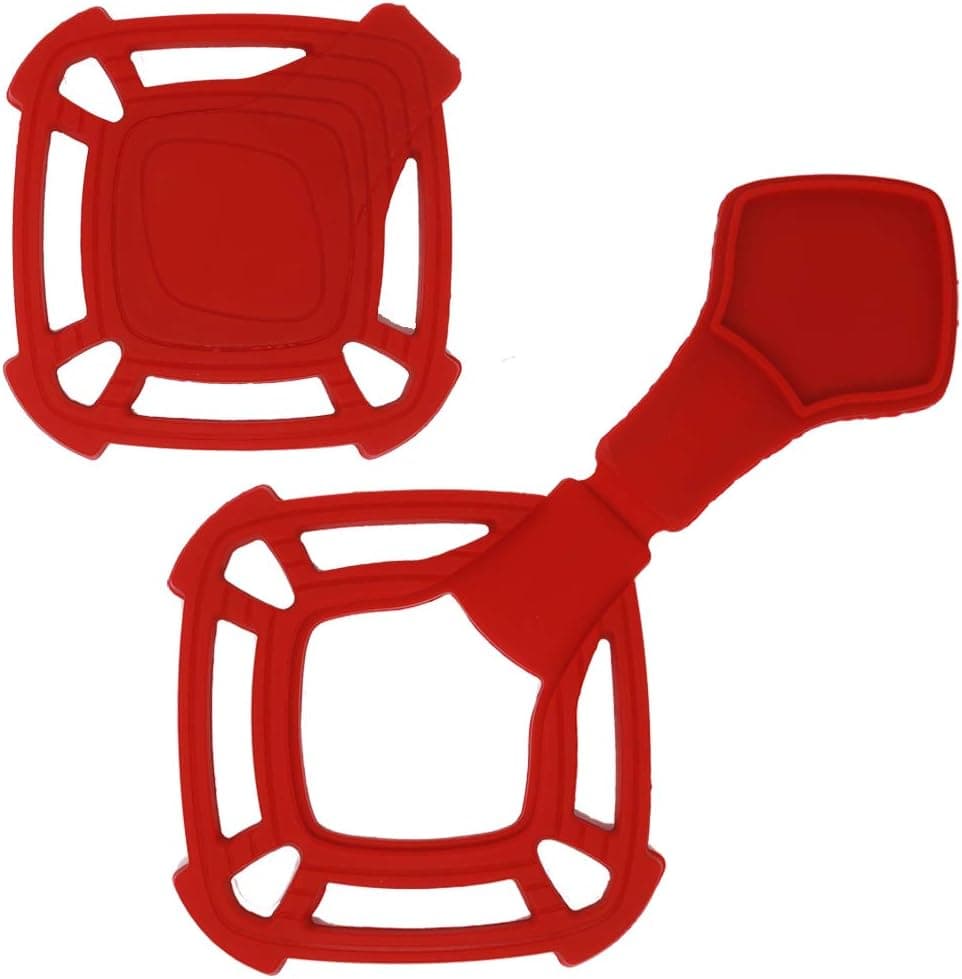 Guard-Tekk Silicone Trivet Mat with Built-In Spoon and Utensil Rest (Red) - 2 Pack