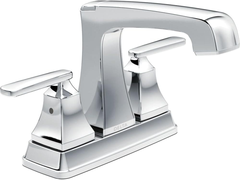 Delta Faucet Ashlyn Centerset Bathroom Faucet, Chrome Bathroom Sink Faucet, 2 Handle Bathroom Faucet, Diamond Seal Technology, Metal Drain Assembly, Chrome 2564-MPU-DST
