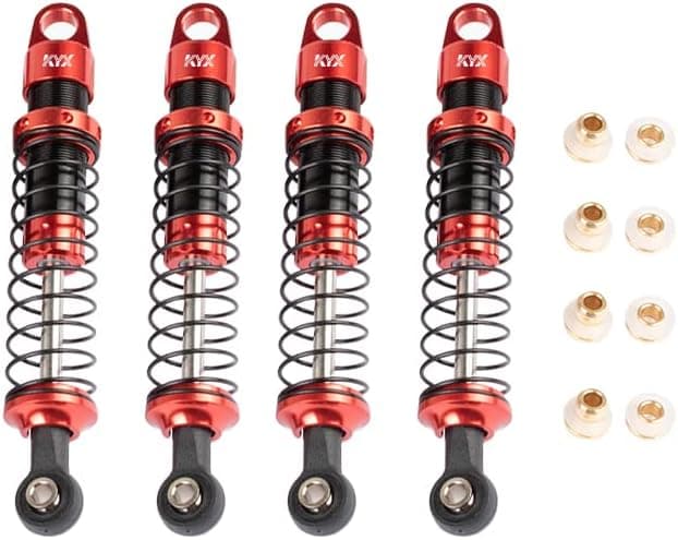 KYX Racing CNC Machined Aluminum 82mm Black Front Rear Suspension Shocks Upgrades Parts Accessories for 1/18 RC Crawler Car Axial UTB18 Capra Unlimited Trail Buggy (Red)