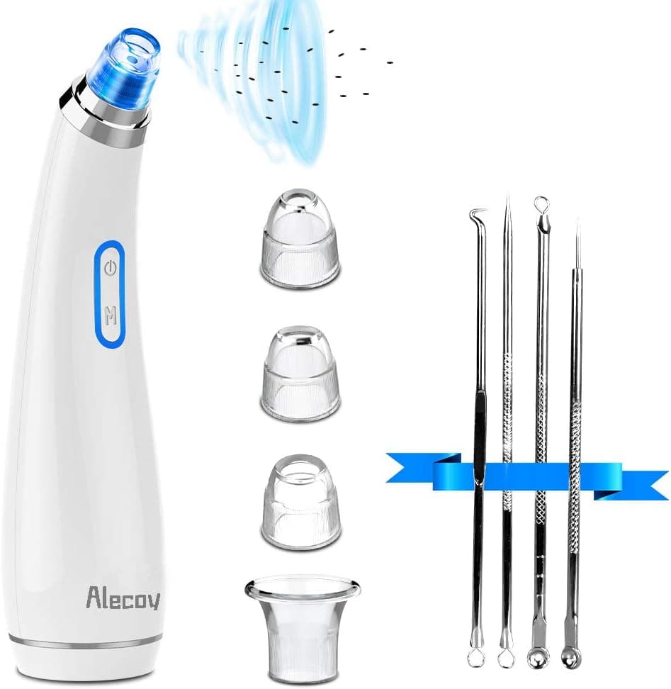 Blackhead Remover Vacuum - USB Rechargeable Blackhead Suction Device with 4 Adjustable Suction Levels and 4 Removable Probes - Pore Vacuum Suction Acne Extractor for All Skin Types