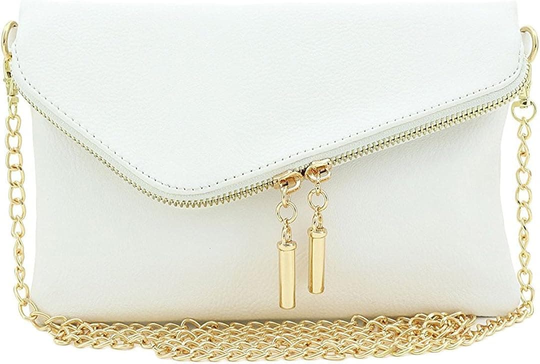 Janin Handbag Envelope Foldover Wristlet Clutch Crossbody Bag with Chain Strap