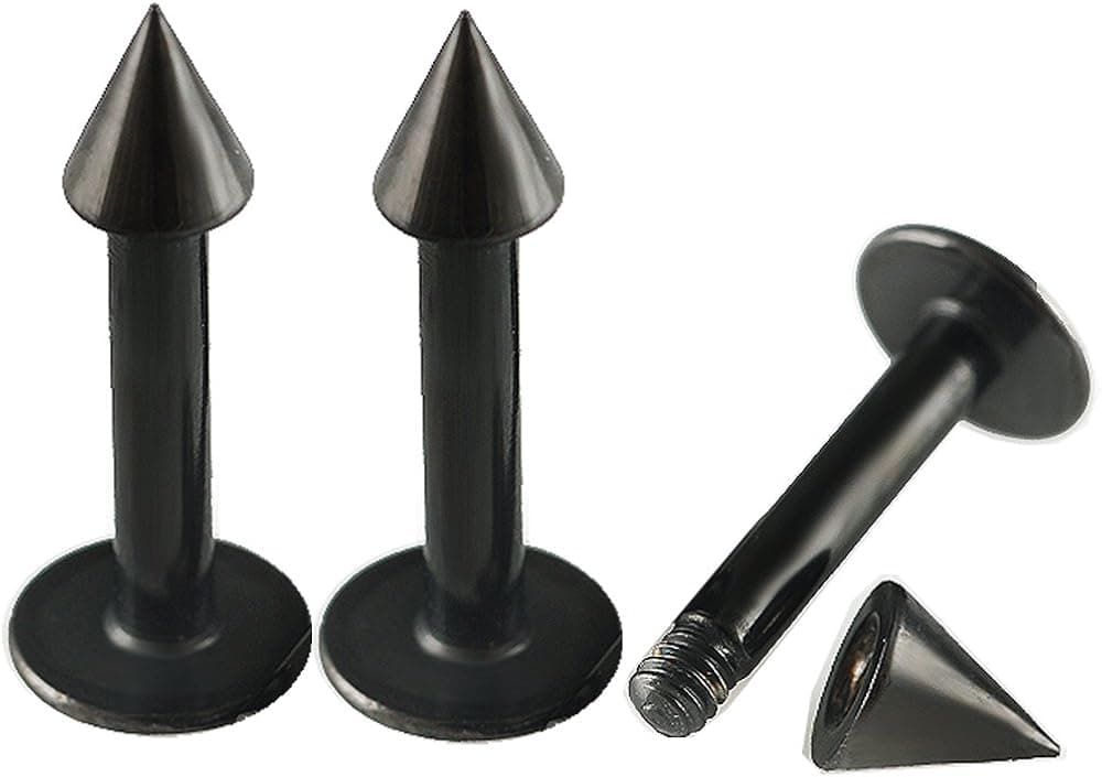 bodyjewellery 14g 14 gauge 5/16 Inch black Stainless Steel Lip Bar Labret Ring 3mm black s Monroe Ear Tragus Stud Bulk lot AQWZ Set of 3