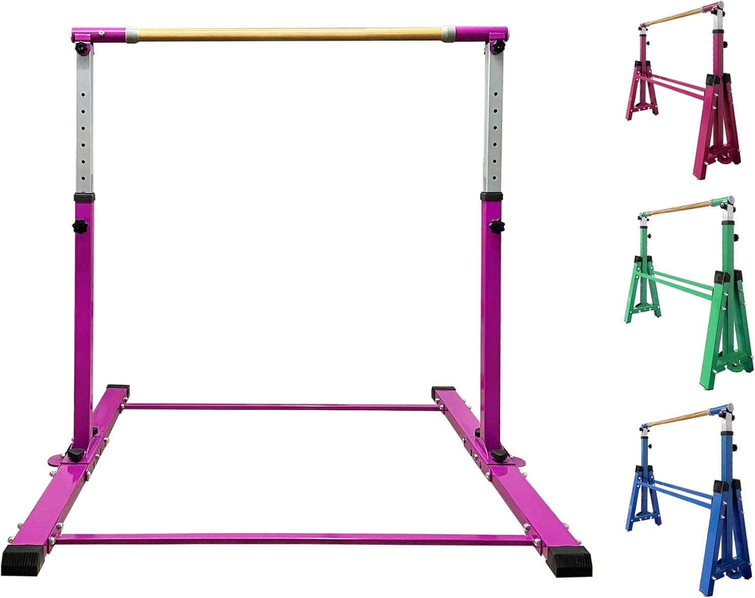 JC-ATHLETICS Foldable & Movable Gymnastic Kip Bar/Junior Training Bar/3' to 5' Adjustable Height,Home Gym Equipment,Ideal for Indoor and Home Training,1-4 Levels,260lbs Weight Capacity