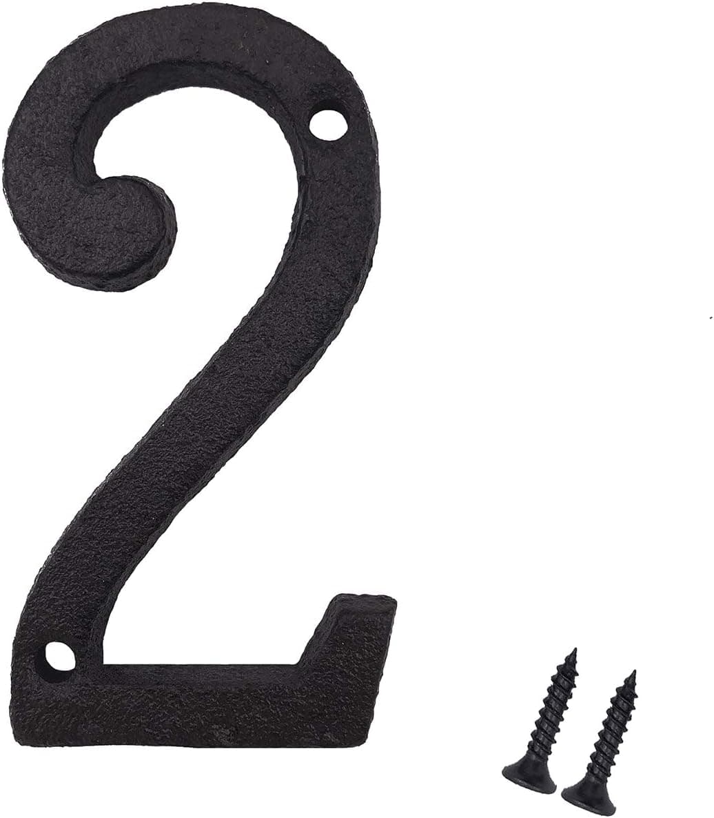YICC 3 Inch House Numbers, Cast Iron Mailbox Number/Home Address Number, Number 2
