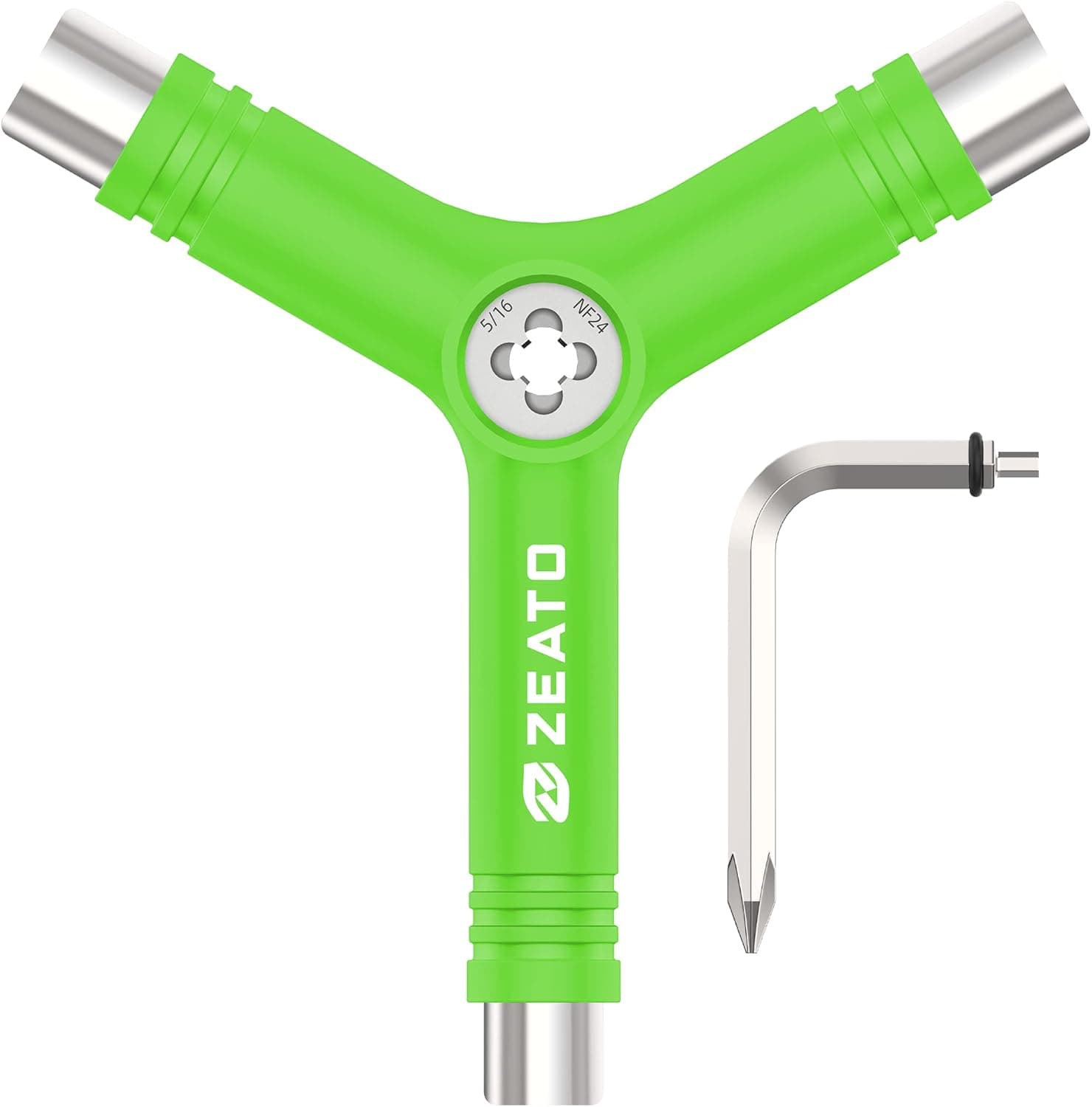 Zeato All-in-One Skate Tools Multi-Function Portable Skateboard T Tool Accessory with T-Type Allen Key and L-Type Phillips Head Wrench Screwdriver