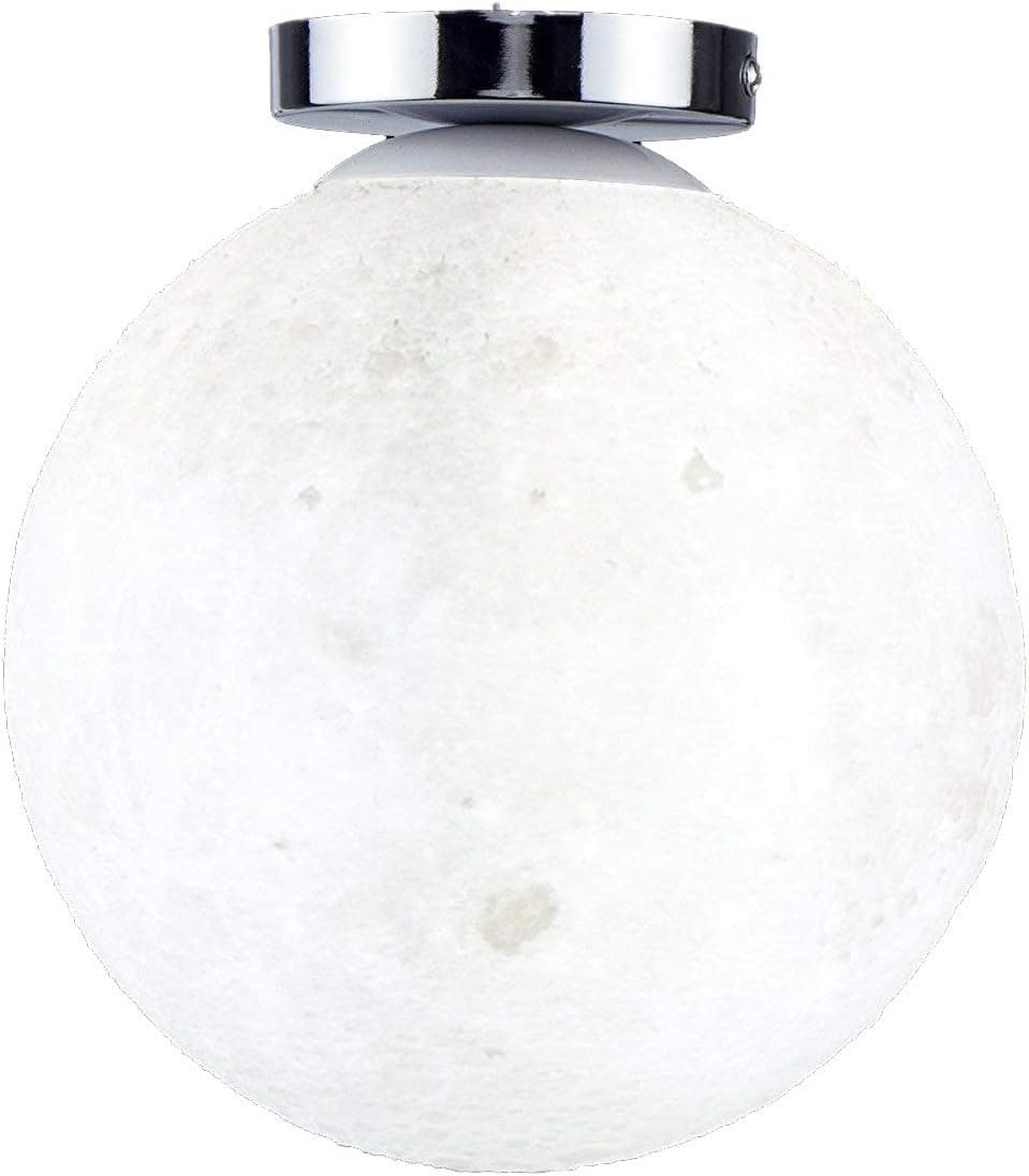 HAIXIANG 7.8 Inch 3D Moon Ceiling Light Ceiling Lamp LED Resin Light Fixture Bedroom Kids Room Christmas Gift White Light Warm Light