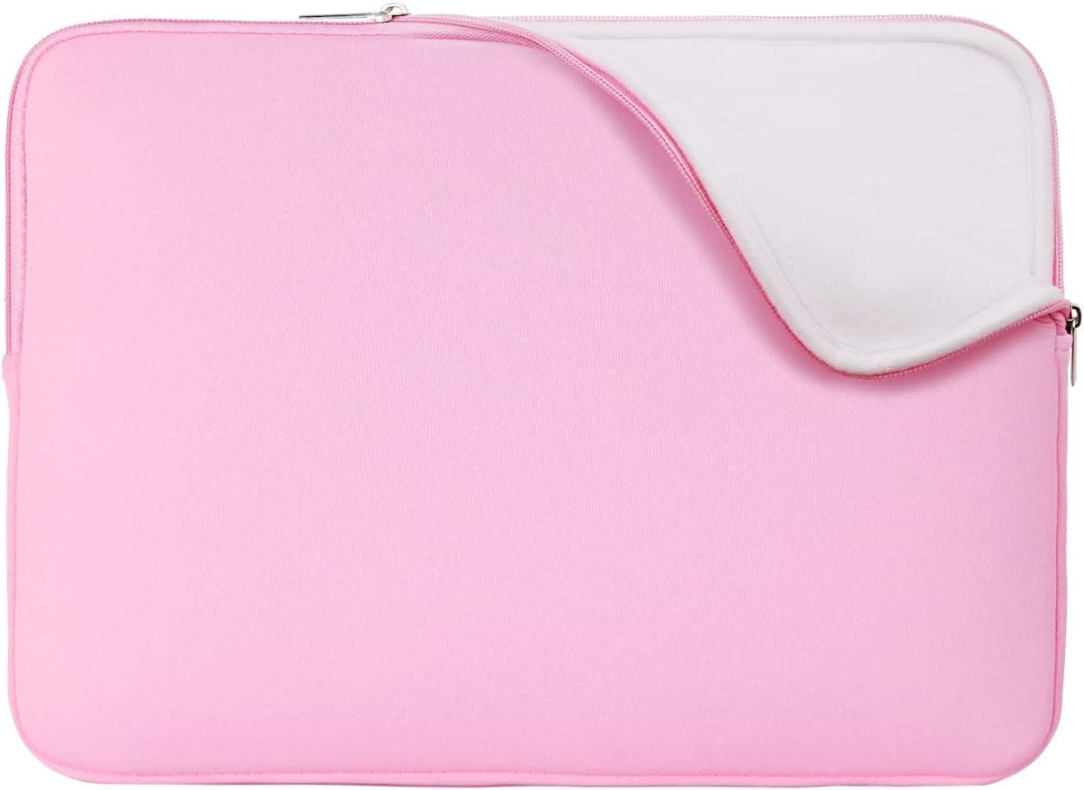 RAINYEAR 15.6 Inch Laptop Sleeve Protective Case Soft Lining Zipper Cover Padded Carrying Bag Compatible with 15.6" Notebook Computer Ultrabook Chromebook(Pink,Upgraded Version)