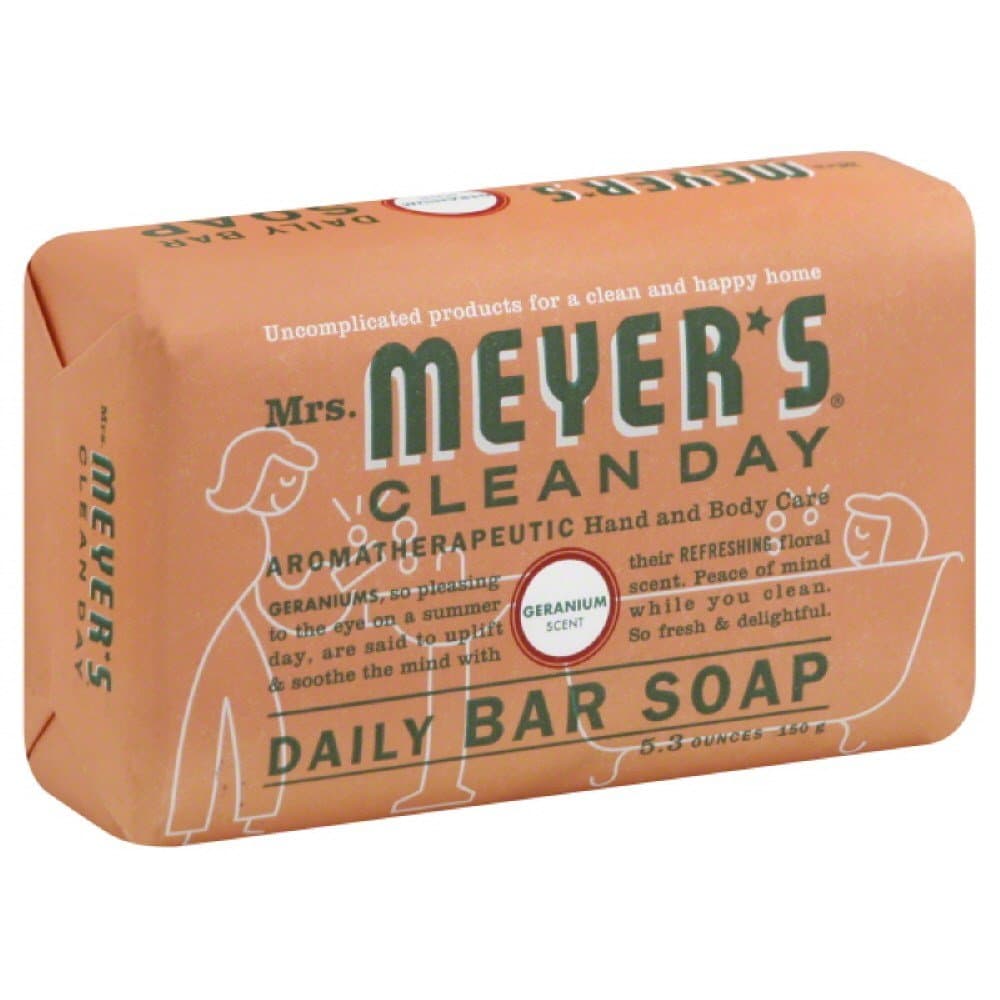 Mrs. Meyers Bar Soap Hard 5.3 Oz Geranium Scent, Pack of 12