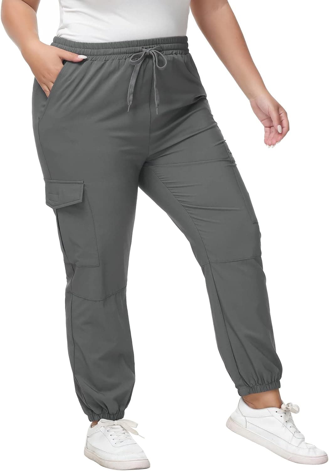 Hanna Nikole Womens Plus Size Lightweight Cargo Joggers Quick Dry Water Resistant Hiking Pants with Pockets