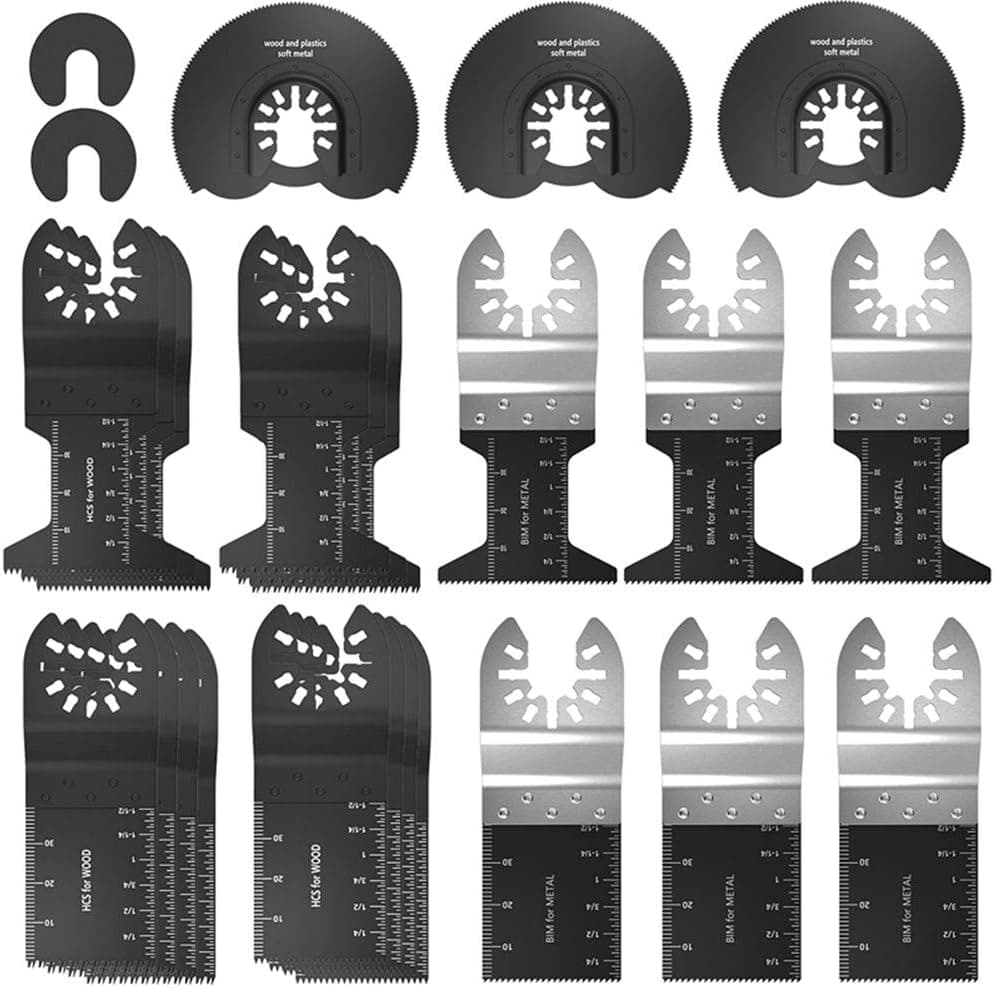 ODOMY Pack of 25 Oscillating Saw Blades, Wood and Bi Metal Cutting Quick Release Premium Multitool Blades Kit fit Worx Rockwell Wen Milwaukee Ryobi Porter Genesis