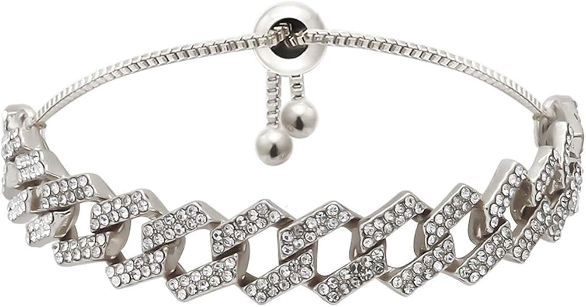 Nanafast Cuban Chain Anklet for Women Rhinestone Filled Iced Out Ankle Bracelet for Girls Punk Hip Hop Foot Jewelry Adjustable