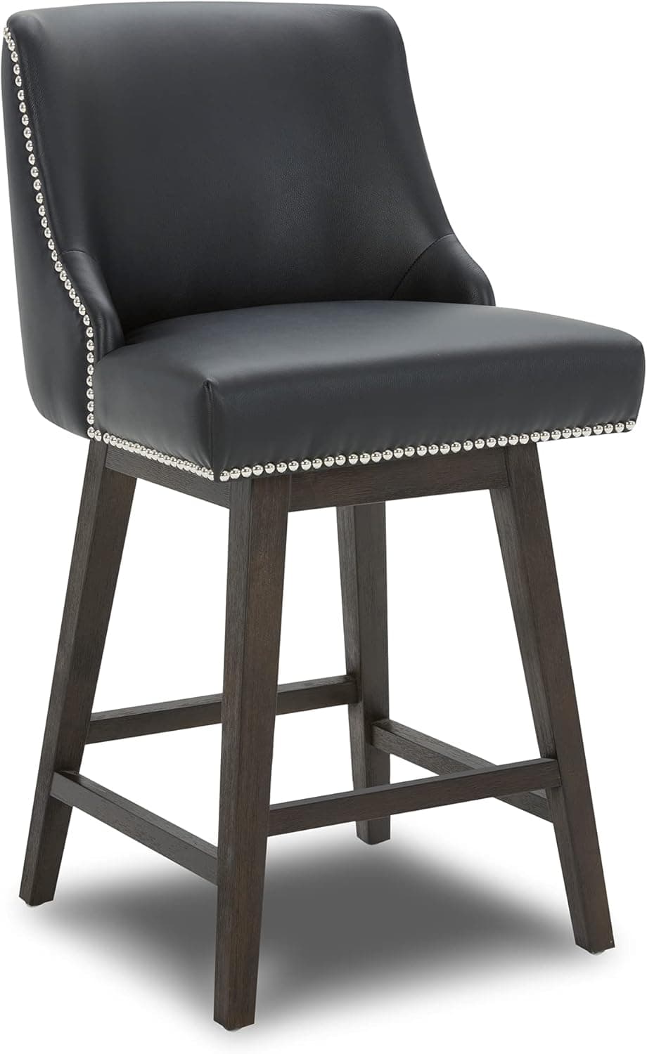 CHITA Counter Height Swivel Barstool, 26" H Seat Height Upholstered Bar Stool, Faux Leather in Black