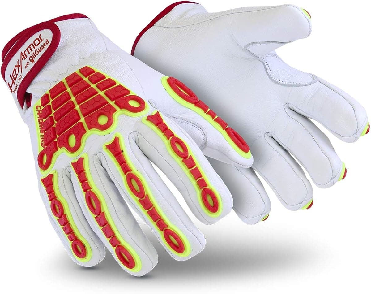 HexArmor | Mechanic's Style Leather Safety Work Gloves | Chrome SLT Series