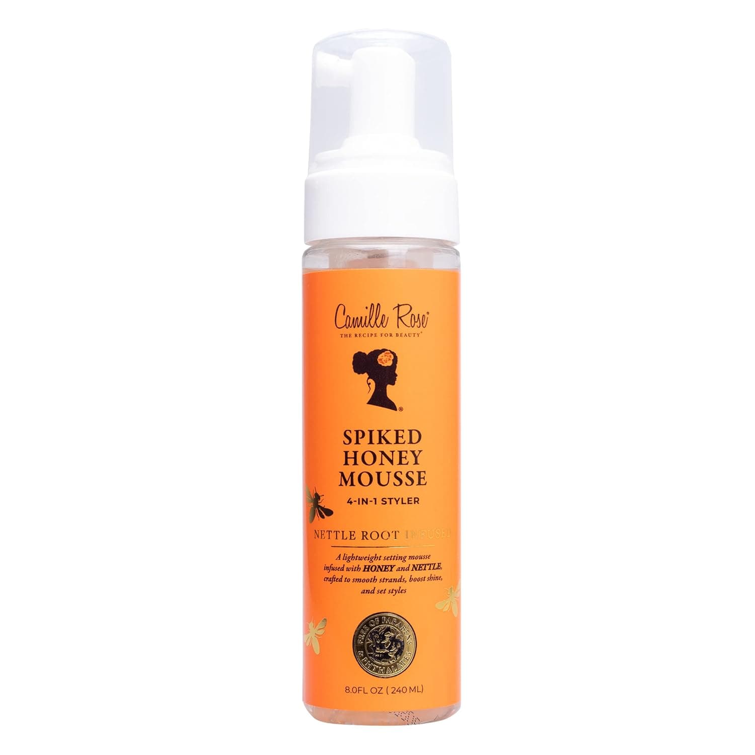 Camille Rose Spiked Honey Mousse 4-in-1 Hair Styler to Define Curls and Hold Styles Into Place while Nourishing and Adding Shine | With Honey and Nettle Root