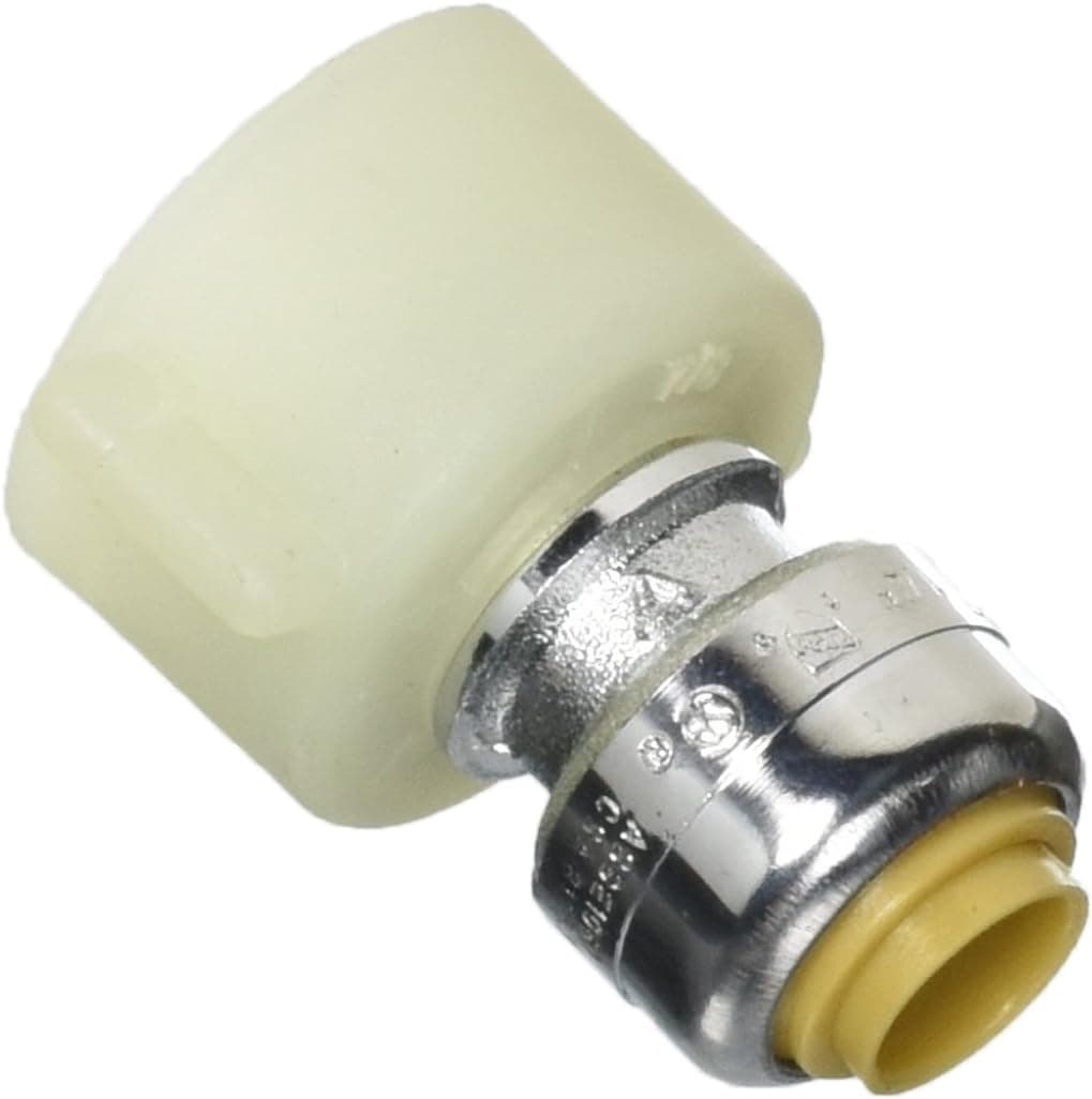 Cash Acme U3531LFA Push Fit Tube Adapter, 1/4 X 7/8 in, Ballcock, Psi, 200 Deg F, Chrome Plated, 1/4" x 7/8", Brass
