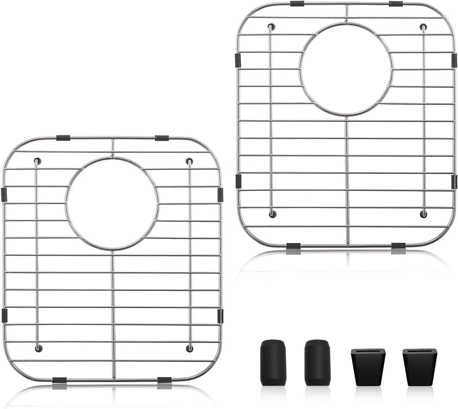 Kitchen Sink Grid 2 Pcs, 13" x 11-5/8", APPASO Sink Protectors for Kitchen Sink Rear Drain, Stainless Steel Sink Protectors for Single or Double Bowl Sink, Kitchen Sink Rack for Bottom of Sink