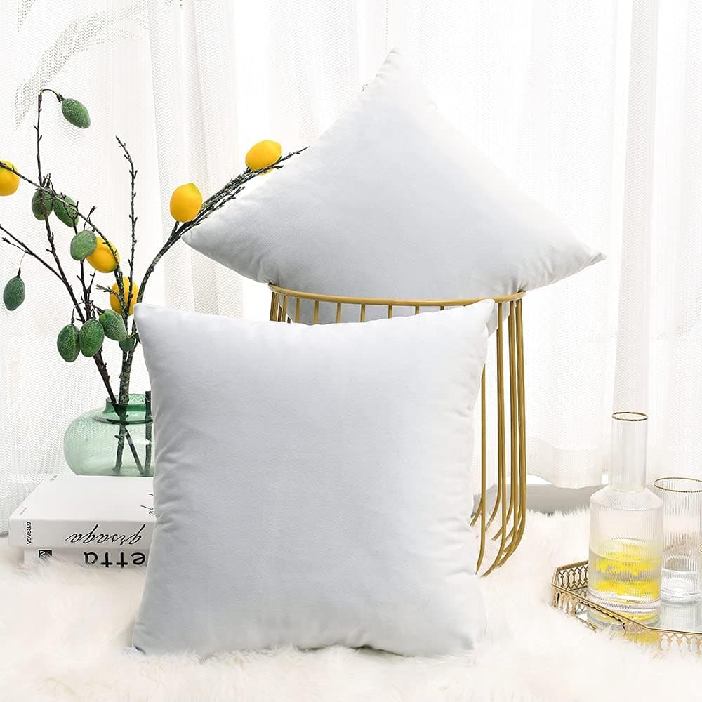 JYXIUBS 2-Pack Velvet Soft Decorative Square Throw Pillow Cover Cushion Covers Pillow case, Home Decor Decorations for Sofa Couch Bed Chair (Off-White, 18"X18")