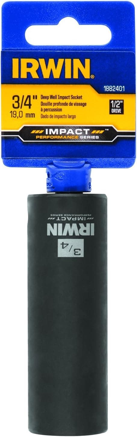 IRWIN Tools 1882401 Impact Performance Series 6-Point Deep Well Socket Bit, 3/4-Inch, 1/2-Inch Square Drive