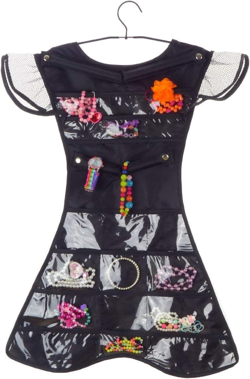 MARZ Products Dress-Style Hanging Closet Jewelry & Accessories Organizer, in Black