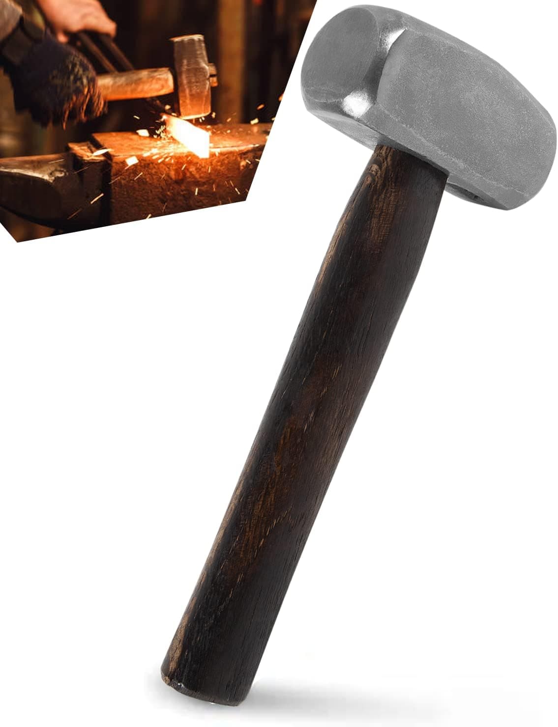 Blacksmith 3LB Handmade Forge Hammer for Farrier, Knife Maker, Blacksmith Forging Tool