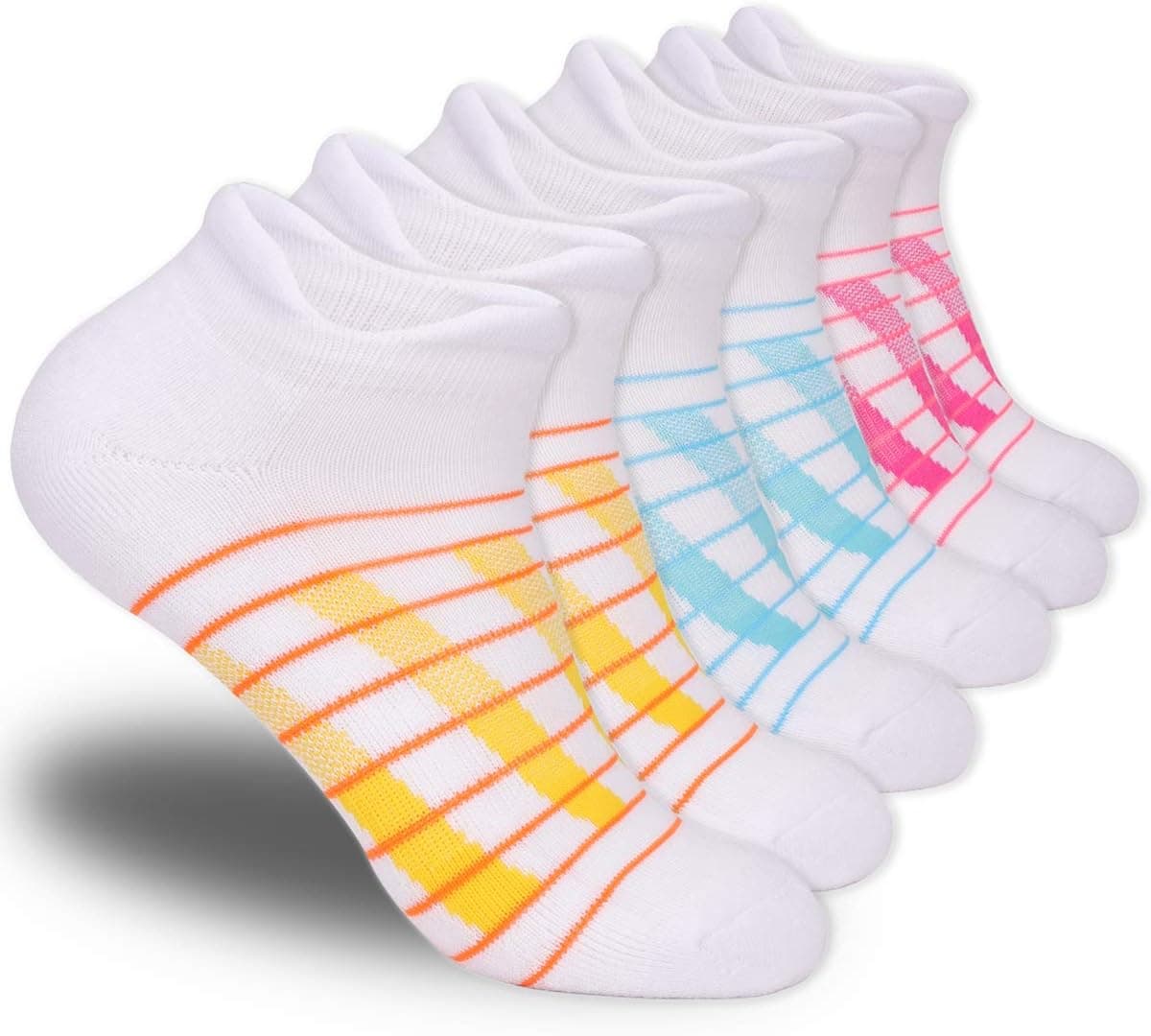 COOVAN Performance Athletic Running Socks, Low Cut Sports Sock, Cushioned Ankle Socks with Heel Tab 6 Pairs