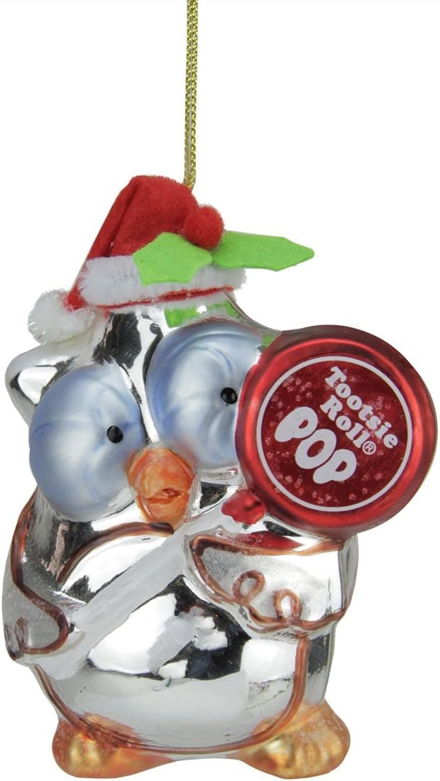 Northlight 4" Red and White Tootsie Roll Pop Original Candy-Filled Lollipop Mr. Owl Glass Christmas Ornament