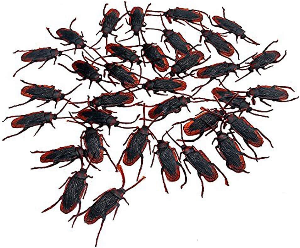 Bonng 100Pacs Fake Roaches Cockroaches Prank, Plastic Realistic Roaches Bugs Insects Look Real,Favorite Trick Toys for Halloween Party Favors Creepy Decoration Supplies (fakecoaches)