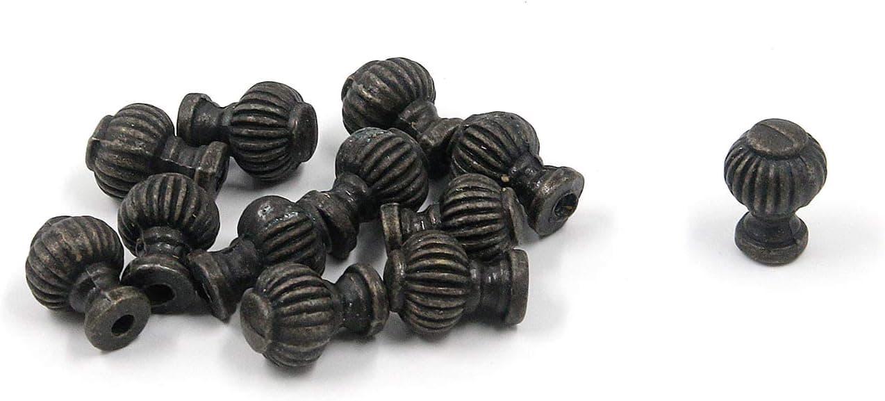 Geesatis 12 PCS Round Pumpkin Knobs for Drawer Jewelry Box Cabinet Cupboard Pull Handle with Mounting Screws (Bronze), Vintage Style, Zinc Alloy, Durable