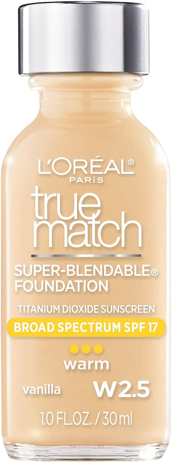 L'Oreal Paris Makeup True Match Super-Blendable Liquid Foundation, Vanilla W2.5, 1 Fl Oz,1 Count