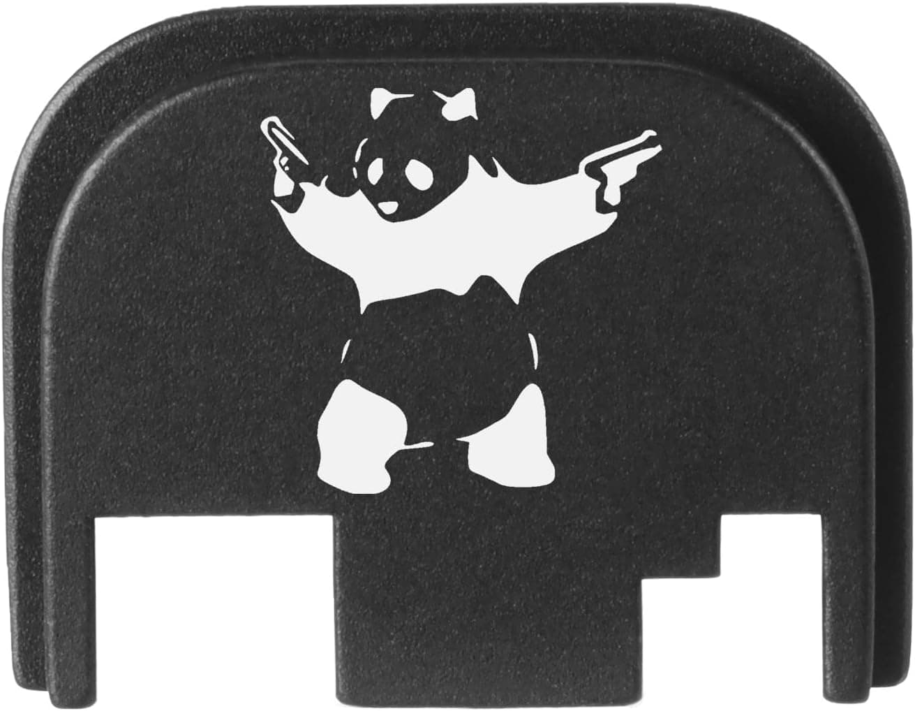 NDZ Performance Rear Slide Cover Plate for Glock Gen 1-4 9MM .40 S&W .357 SIG 10MM .45 Gap Laser Engraved Anodized Aluminum in Black - Panda with Guns