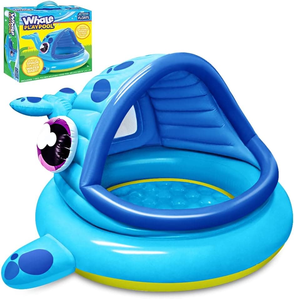 JOYIN Whale Baby Pool Shade Beach Tent Kiddie Pool Play Tent (54" x 56" x 28") for Summer Blow Up Pool, Swim Party Toys, Infants and Young Fun Beach Lounge Pit.