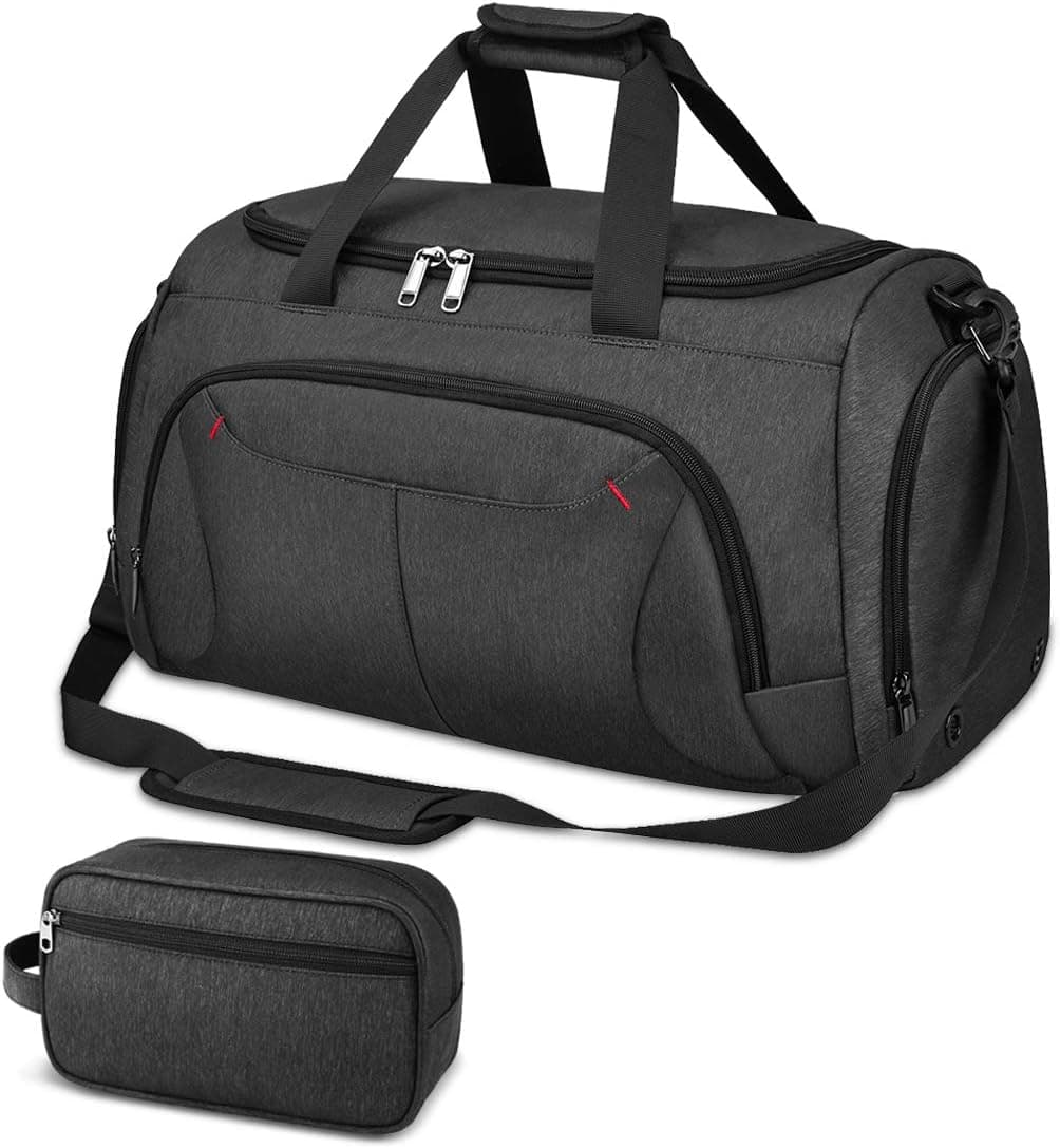 Gym Duffle Bag Waterproof Large Sports Bags Travel Duffel Bags with Shoes Compartment Weekender Bag with Toiletry Organizer Bag