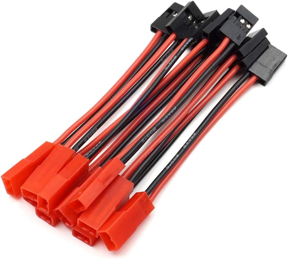 10 PCS JST Female to JR Futaba Male Servo Connector Plug Adapter Cable 22AWG Silicone Wire for RC Lipo Battery