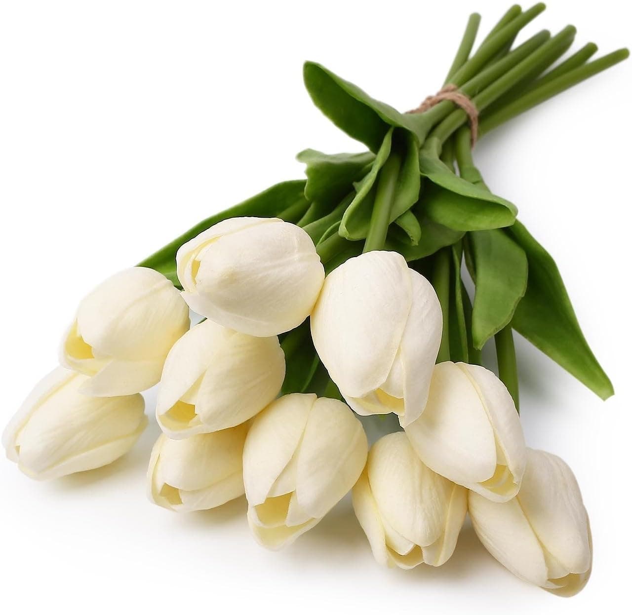 FLOWER Wholesale Tulip Latex Real Touch for Wedding Bouquet Birthday Party Room Decoration Tulip (Pure White, 10pcs)