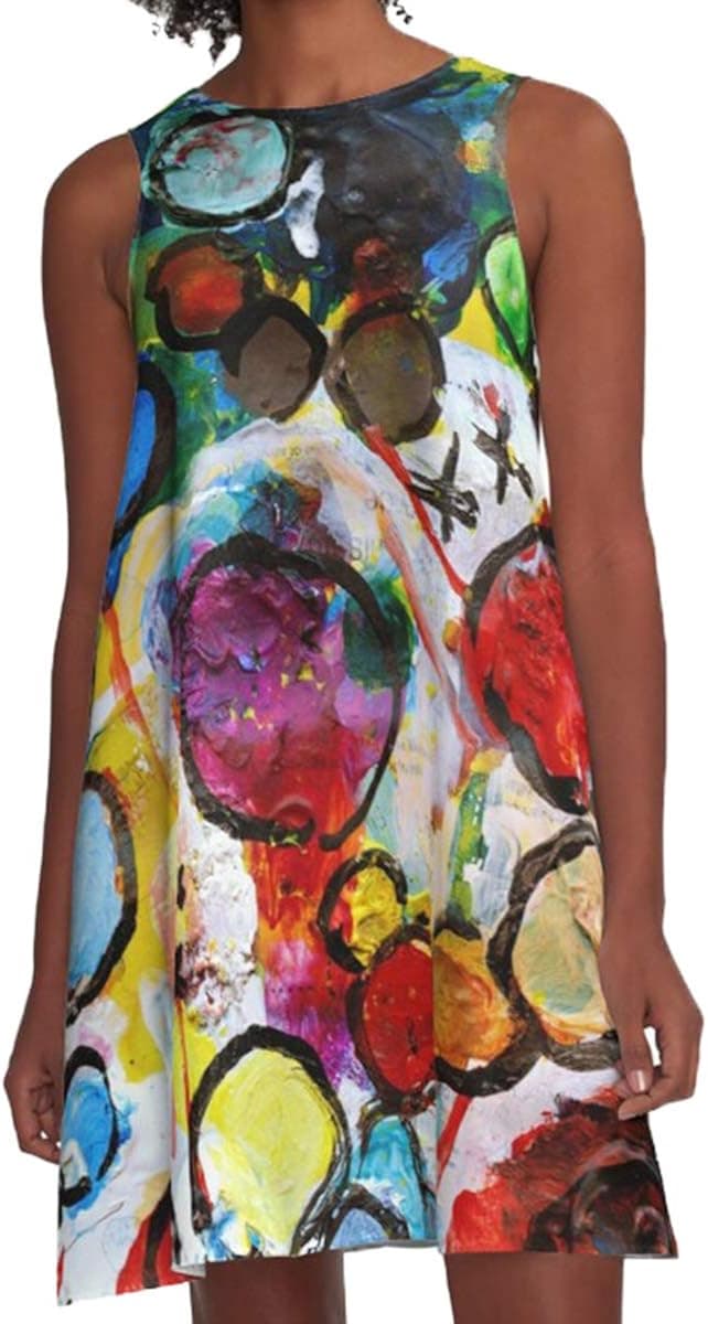 Reshe Women's Dresses Sleeveless Pockets Casual Swing T-Shirt