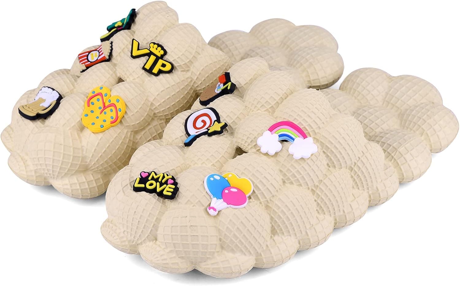 FJPTREN Kids Bubble Slides Slippers Funny Bubble Shoes Soft EVA Lychee Slides Soft Pillow Spa Slippers For Gym House Slippers Shower Bedroom Slippers