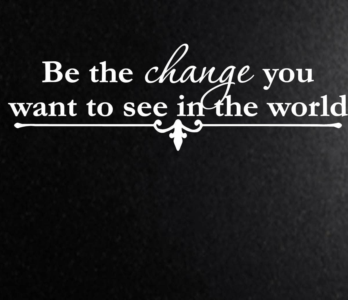 Vinyl Say M.White -66x21-1255.Bethe Be The Change You Want to See in The World Vinyl Wall Decal, 66-Inch x 21-Inch, Matte White