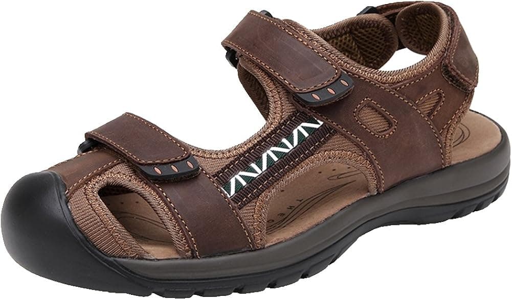iLoveSIA Mens Athletic and Outdoor Leather Sandals Brown Us Size 5