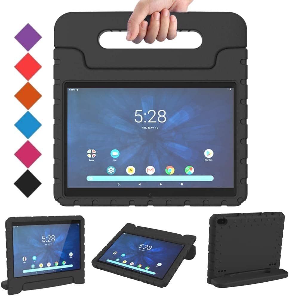 BMOUO Kids Case for Onn 10.1 Tablet 2019, Walamrt Onn 10.1 Tablet Case for Kids, Shockproof Light Weight Handle Stand Kids Case for Onn 10.1 inch Tablet 2019 (Model: ONA19TB003), Black